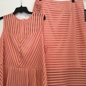 NY&Co 2 piece peplum top & skirt coral